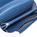CHANEL Long Wallet Leather Blue Silver CC Auth 189356-15