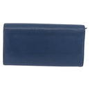 CHANEL Long Wallet Leather Blue Silver CC Auth 189356-3