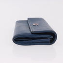 CHANEL Long Wallet Leather Blue Silver CC Auth 189356-4