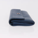 CHANEL Long Wallet Leather Blue Silver CC Auth 189356-5