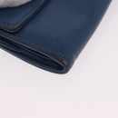 CHANEL Long Wallet Leather Blue Silver CC Auth 189356-8