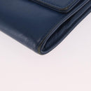 CHANEL Long Wallet Leather Blue Silver CC Auth 189356-9