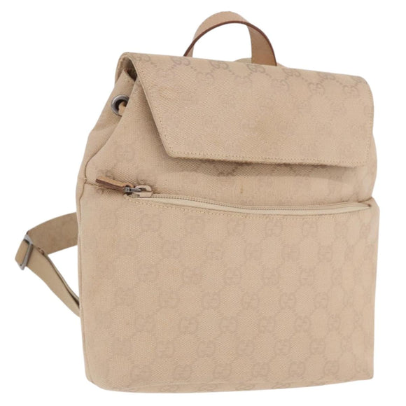 GUCCI GG Canvas Backpack Beige Silver 003 0242 Auth 189357A