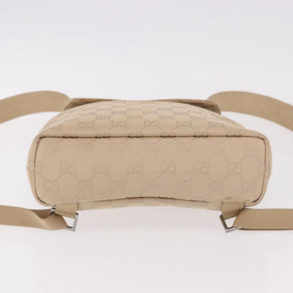 GUCCI GG Canvas Backpack Beige Silver 003 0242 Auth 189357A