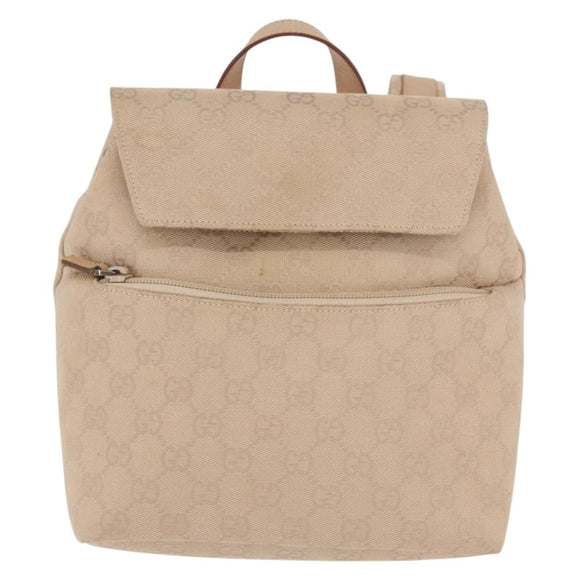GUCCI GG Canvas Backpack Beige Silver 003 0242 Auth 189357A