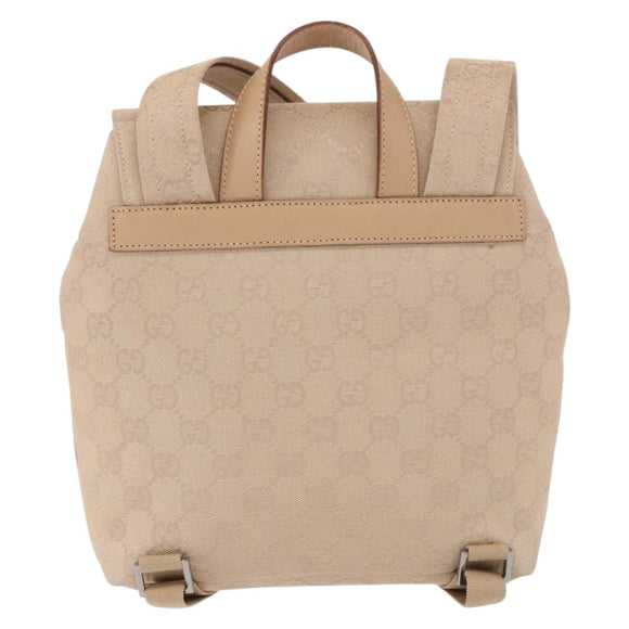 GUCCI GG Canvas Backpack Beige Silver 003 0242 Auth 189357A