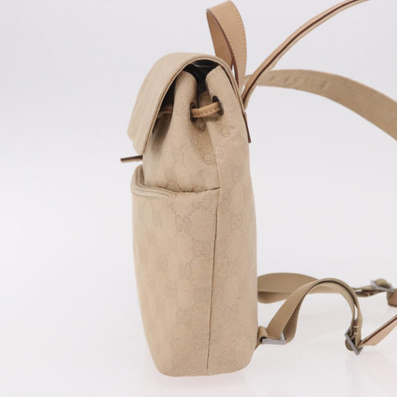GUCCI GG Canvas Backpack Beige Silver 003 0242 Auth 189357A