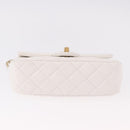 CHANEL Matelasse Chain Shoulder Bag Lamb Skin White Gold CC Auth 189358SAM-6