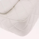 CHANEL Matelasse Chain Shoulder Bag Lamb Skin White Gold CC Auth 189358SAM-15