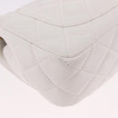 CHANEL Matelasse Chain Shoulder Bag Lamb Skin White Gold CC Auth 189358SAM-17