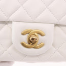 CHANEL Matelasse Chain Shoulder Bag Lamb Skin White Gold CC Auth 189358SAM-19