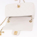 CHANEL Matelasse Chain Shoulder Bag Lamb Skin White Gold CC Auth 189358SAM-20
