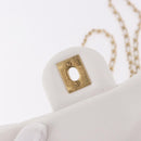 CHANEL Matelasse Chain Shoulder Bag Lamb Skin White Gold CC Auth 189358SAM-23