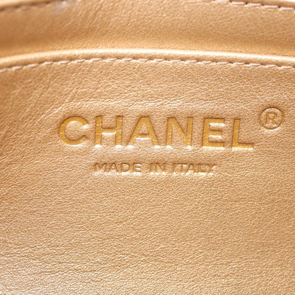 CHANEL Matelasse Chain Shoulder Bag Lamb Skin White Gold CC Auth 189358SAM