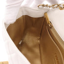 CHANEL Matelasse Chain Shoulder Bag Lamb Skin White Gold CC Auth 189358SAM-26