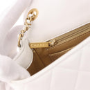 CHANEL Matelasse Chain Shoulder Bag Lamb Skin White Gold CC Auth 189358SAM-27
