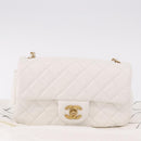 CHANEL Matelasse Chain Shoulder Bag Lamb Skin White Gold CC Auth 189358SAM-12