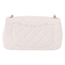 CHANEL Matelasse Chain Shoulder Bag Lamb Skin White Gold CC Auth 189358SAM-3
