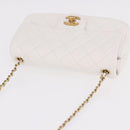 CHANEL Matelasse Chain Shoulder Bag Lamb Skin White Gold CC Auth 189358SAM-7