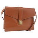 Christian Dior Shoulder Bag Leather Brown Gold Auth 189363-1
