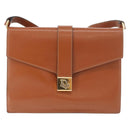 Christian Dior Shoulder Bag Leather Brown Gold Auth 189363-2