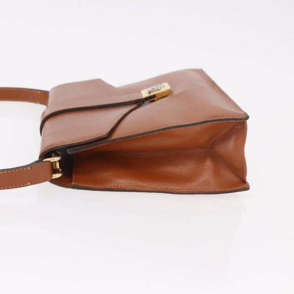 Christian Dior Shoulder Bag Leather Brown Gold Auth 189363