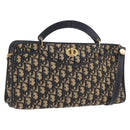 Christian Dior Trotter Canvas Shoulder Bag Navy Gold Auth 189365-1
