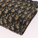 Christian Dior Trotter Canvas Shoulder Bag Navy Gold Auth 189365-16