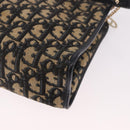Christian Dior Trotter Canvas Shoulder Bag Navy Gold Auth 189365-18