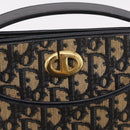 Christian Dior Trotter Canvas Shoulder Bag Navy Gold Auth 189365-19