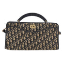 Christian Dior Trotter Canvas Shoulder Bag Navy Gold Auth 189365-13