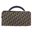 Christian Dior Trotter Canvas Shoulder Bag Navy Gold Auth 189365-2