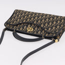 Christian Dior Trotter Canvas Shoulder Bag Navy Gold Auth 189365-6