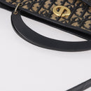 Christian Dior Trotter Canvas Shoulder Bag Navy Gold Auth 189365-7