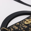 Christian Dior Trotter Canvas Shoulder Bag Navy Gold Auth 189365-8