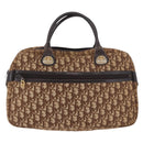 Christian Dior Trotter Canvas Boston Bag Brown Gold Auth 189366-2