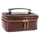 GUCCI Vanity Hand Bag Patent leather Bordeaux Gold 032 1956 0151 Auth 189367-1