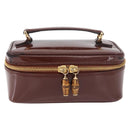 GUCCI Vanity Hand Bag Patent leather Bordeaux Gold 032 1956 0151 Auth 189367-13
