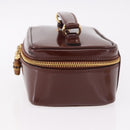 GUCCI Vanity Hand Bag Patent leather Bordeaux Gold 032 1956 0151 Auth 189367-3