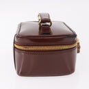 GUCCI Vanity Hand Bag Patent leather Bordeaux Gold 032 1956 0151 Auth 189367-4