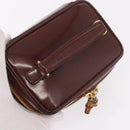 GUCCI Vanity Hand Bag Patent leather Bordeaux Gold 032 1956 0151 Auth 189367-6