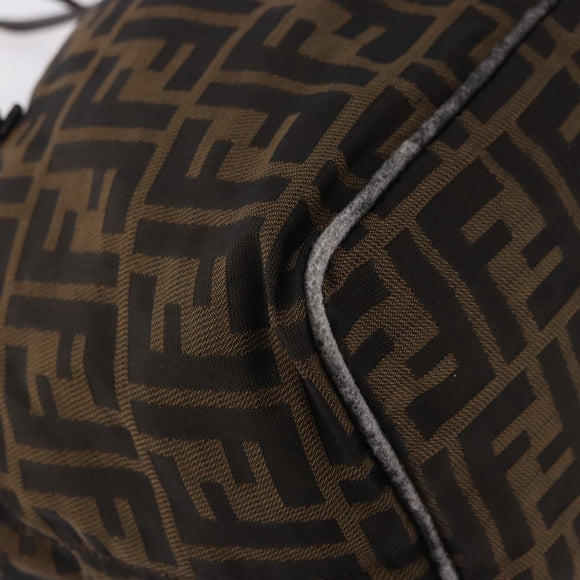 FENDI Zucca Canvas Hand Bag Black Brown Auth 189369