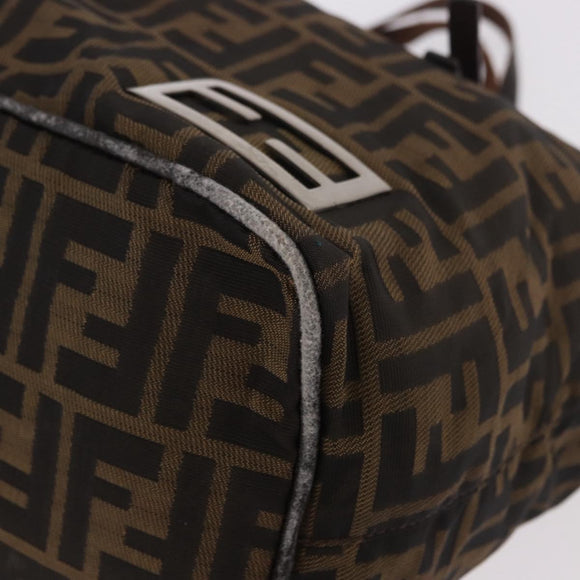 FENDI Zucca Canvas Hand Bag Black Brown Auth 189369
