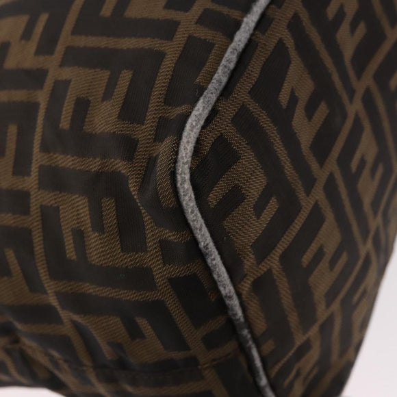FENDI Zucca Canvas Hand Bag Black Brown Auth 189369
