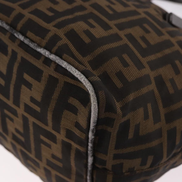 FENDI Zucca Canvas Hand Bag Black Brown Auth 189369