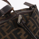 FENDI Zucca Canvas Hand Bag Black Brown Auth 189369-14
