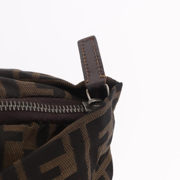 FENDI Zucca Canvas Hand Bag Black Brown Auth 189369