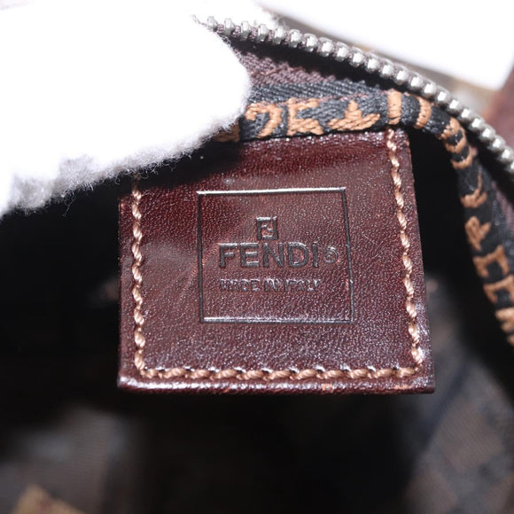 FENDI Zucca Canvas Hand Bag Black Brown Auth 189369