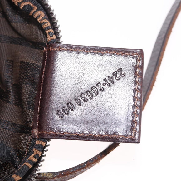 FENDI Zucca Canvas Hand Bag Black Brown Auth 189369