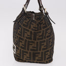FENDI Zucca Canvas Hand Bag Black Brown Auth 189369-4